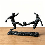ornement table sculpture football joueurs dynamique noir ballon sport maison deco figurines