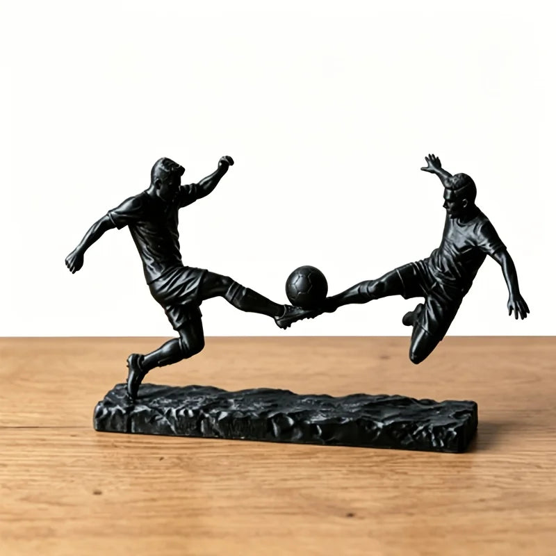 ornement table sculpture football joueurs dynamique noir ballon sport maison deco figurines