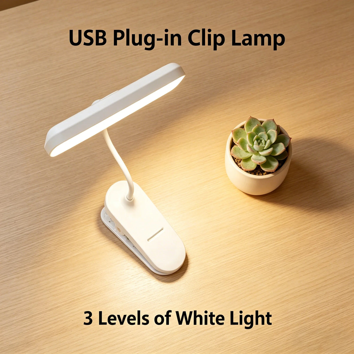 lampe pince usb blanc moderne interrupteur tactile flexibilité led 5v cem rohs