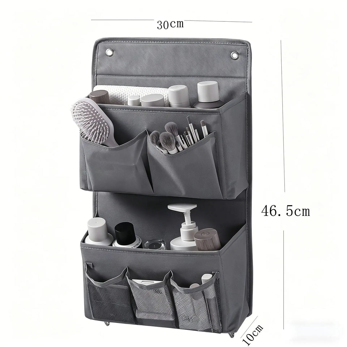 sac rangement mural gris toile moderne clips articles divers 30x46.5x10cm