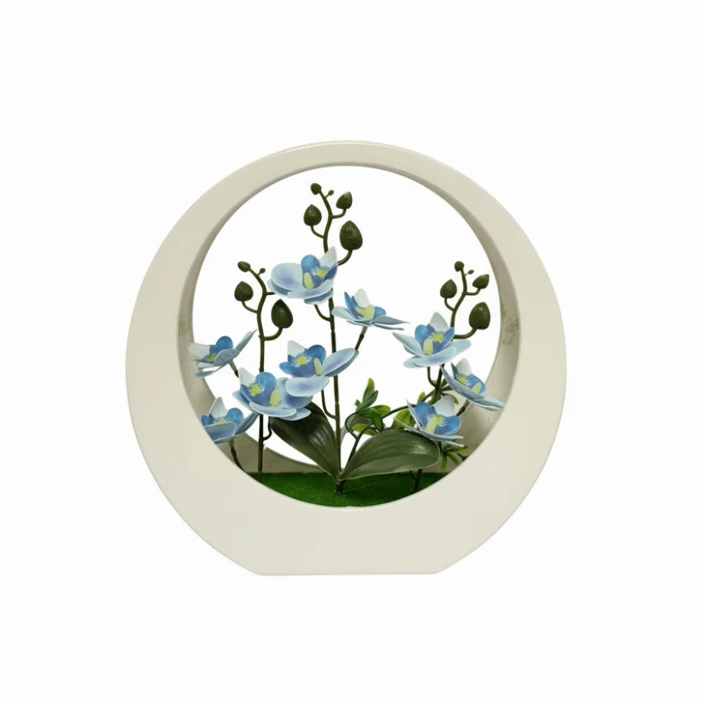décoration intérieure plaque moderne fleurs artificielles blanc orange rose bleu