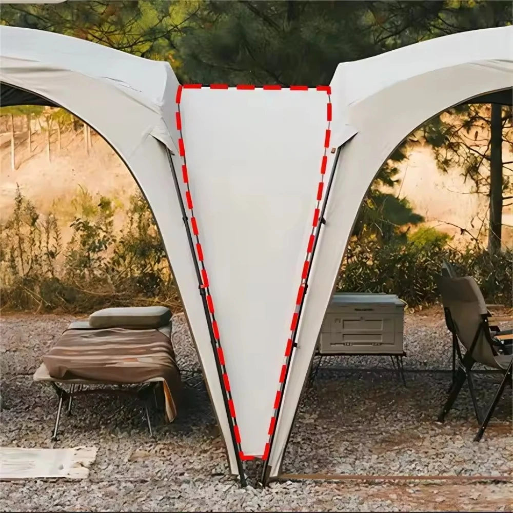 tente camping blanc gris marron imperméable moderne fixations calico protection connecteurs
