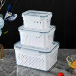 organisateur réfrigérateur paniers blanc perforations noires transparents moderne poignées détachables 850ml 1750ml 3300ml
