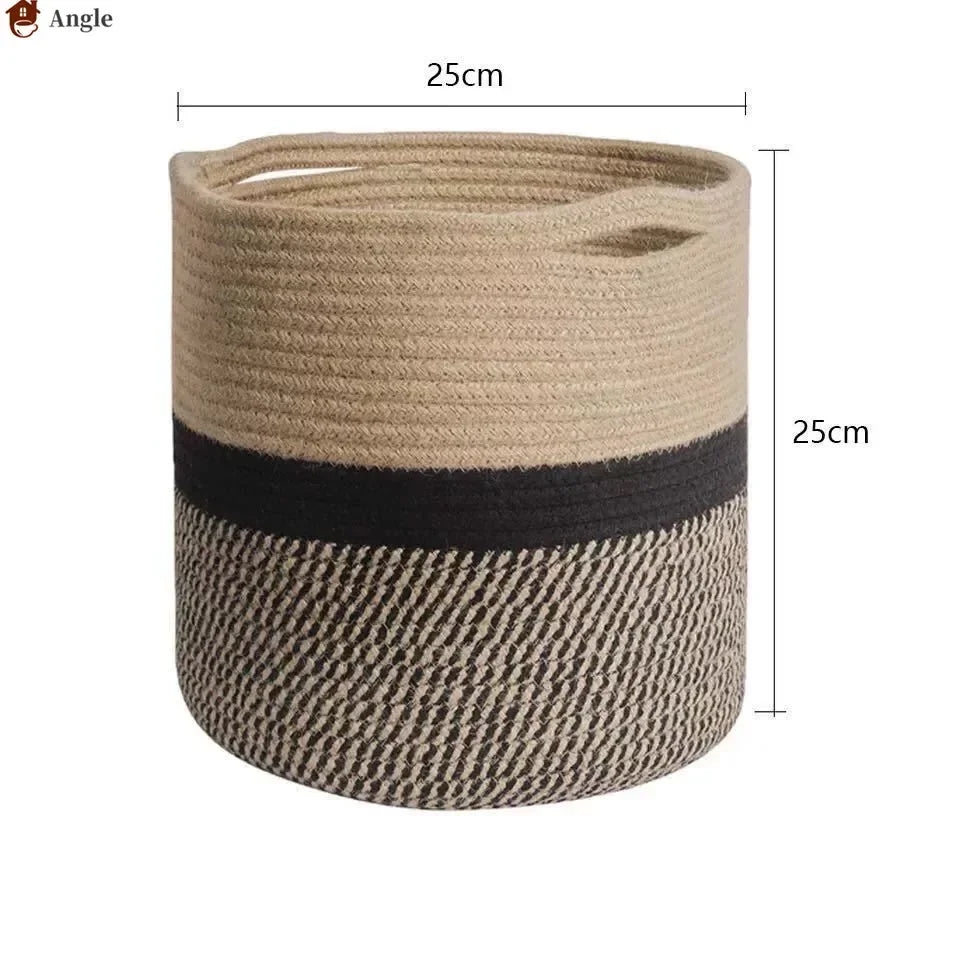 panier tissé coton réutilisable pliable moderne blanc 20cm 25cm 30cm