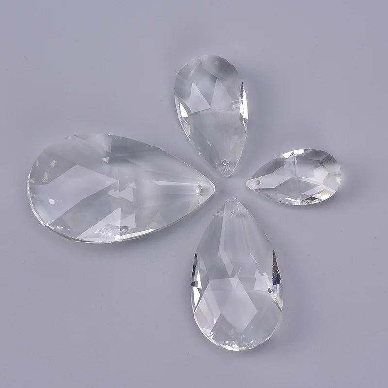 pendants cristal goutte facettes transparents modernes 38mm 50mm 63mm 76mm