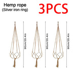 sacs fleurs suspendus macramé boho noir blanc anneaux métalliques rustique