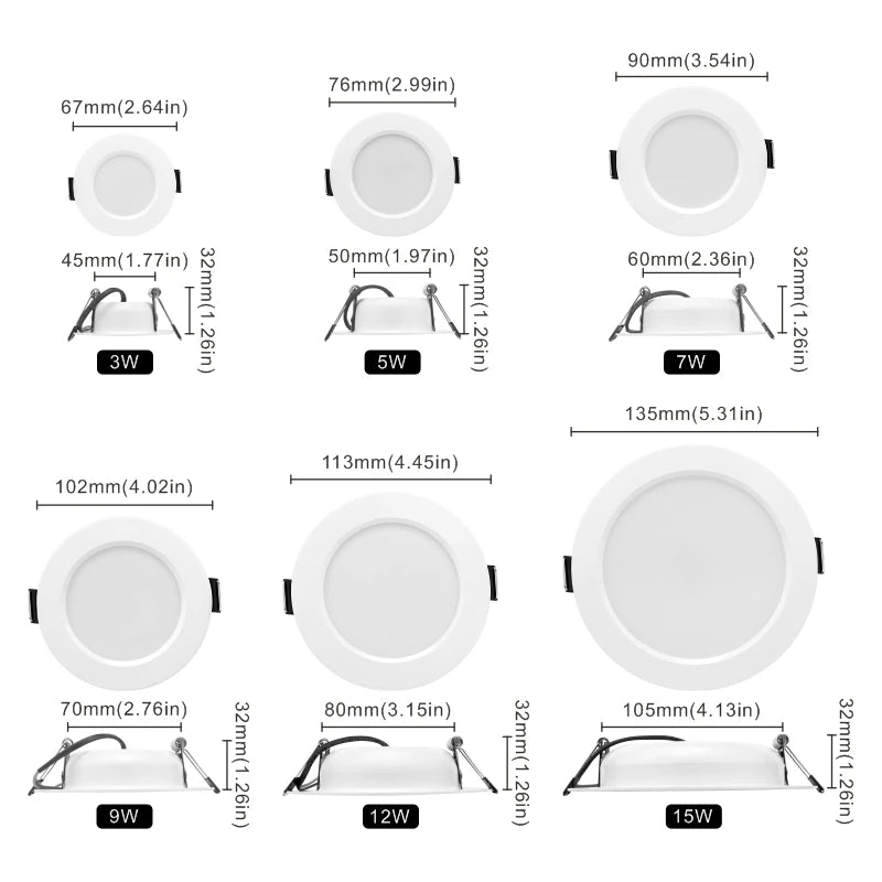 spots led blancs modernes 10 pièces 3w 5w 7w 9w 12w 15w clips ac