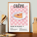 Une affiche illustrant une délicieuse crêpe, avec une définition et une tradition liées à la fabrication des crêpes en France.