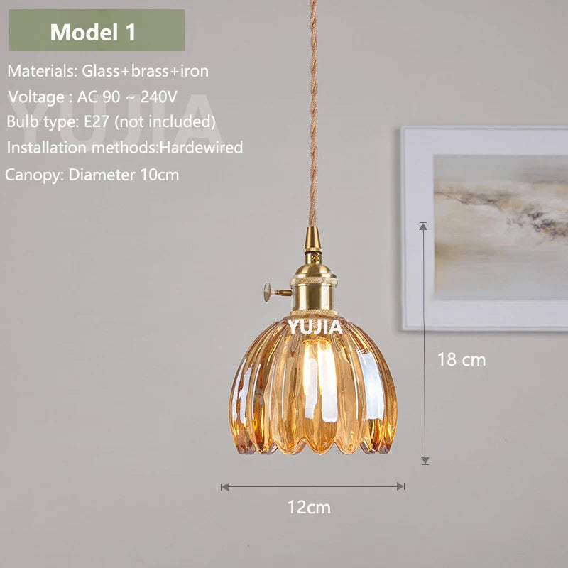 suspension lumineuse vintage transparente relief doré éclairage rétro chambre salon
