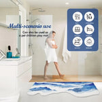 tapis bleu ondes antislip polyester moderne salon chambre doux grande taille