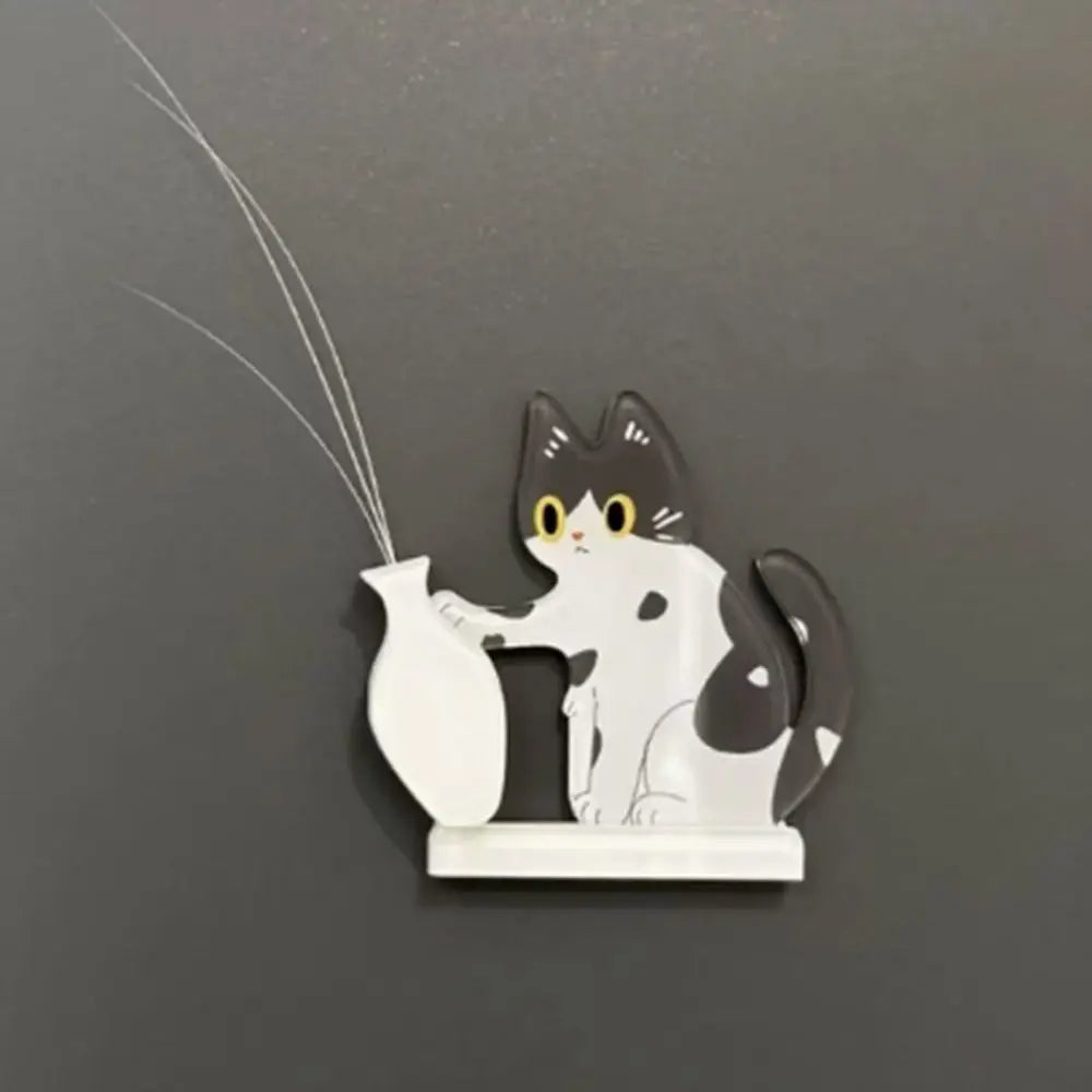 aimants chats dessin animé chat blanc noir orange vase assis tenancient vase