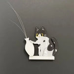 aimants chats dessin animé chat blanc noir orange vase assis tenancient vase