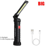 lampe travail rechargeable usb aimant noir lumiere led forte réglages luminosité camping auto défense