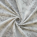 tissu polyester fleurs feuilles imprimé blanc gris classique vintage 150cm