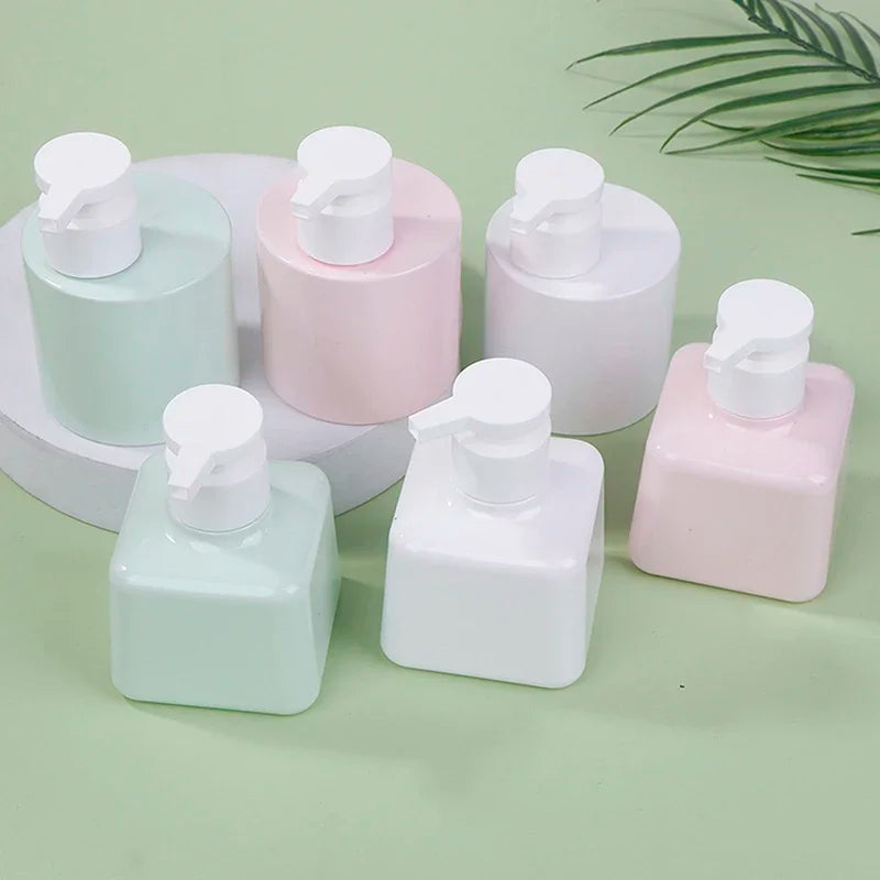 flacons savon liquide 200ml 300ml vert rose blanc mat modernes minimalistes rechargeables voyage