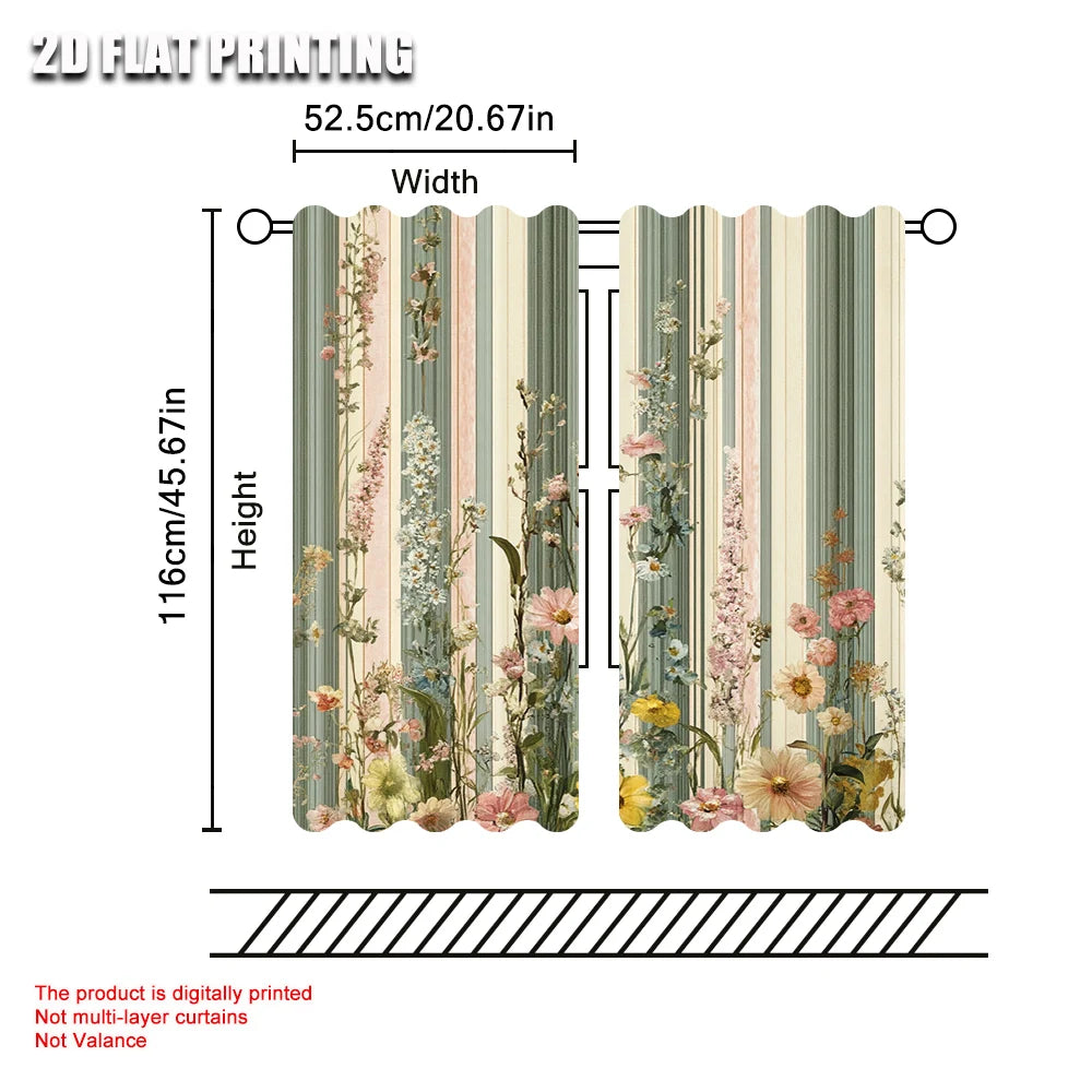 rideau pastoral fleurs colorées vert beige rose jaune blanc opacité