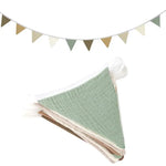 drapeaux triangulaires coton blanc beige rose vert marron plissés décoratifs rustiques fixations
