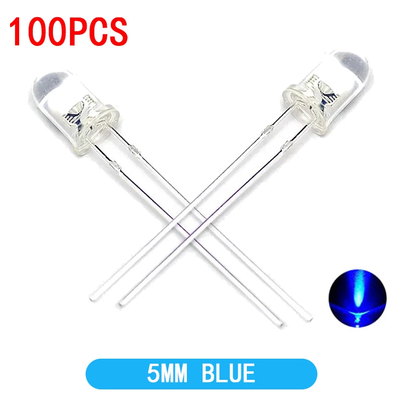 ampoules led transparentes 5mm blanc rouge jaune bleu vert 100 pièces haute qualité