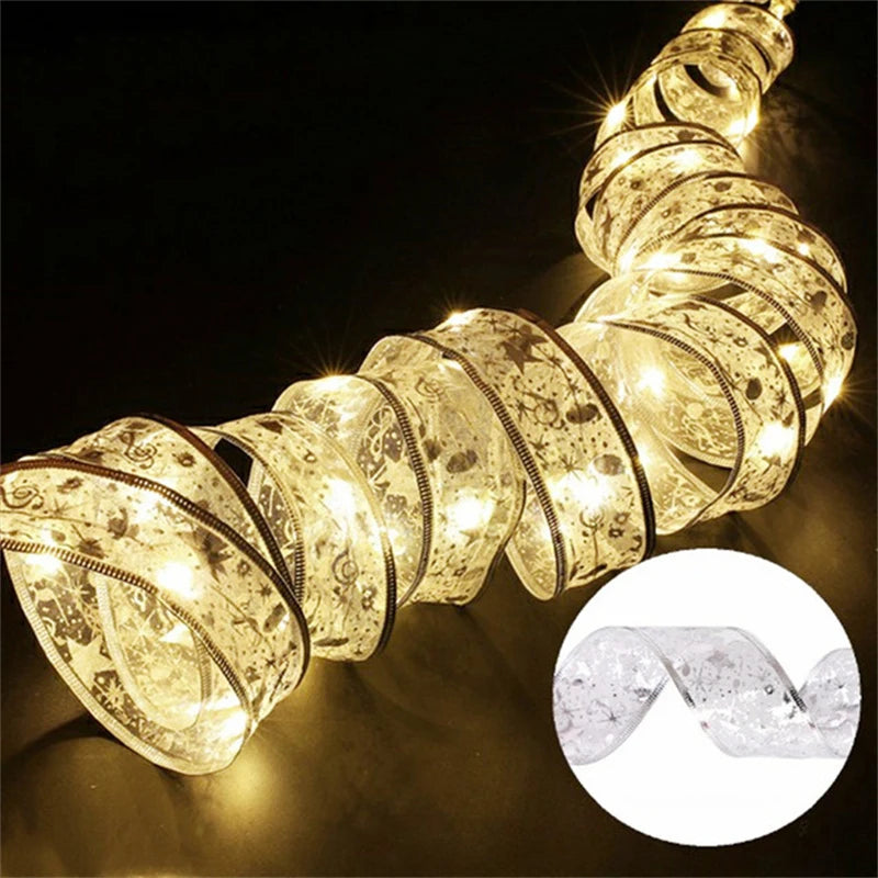 ruban lumineux multicolore étoiles dorées adhésif festif transparent vacances batteries sèches 4.5v