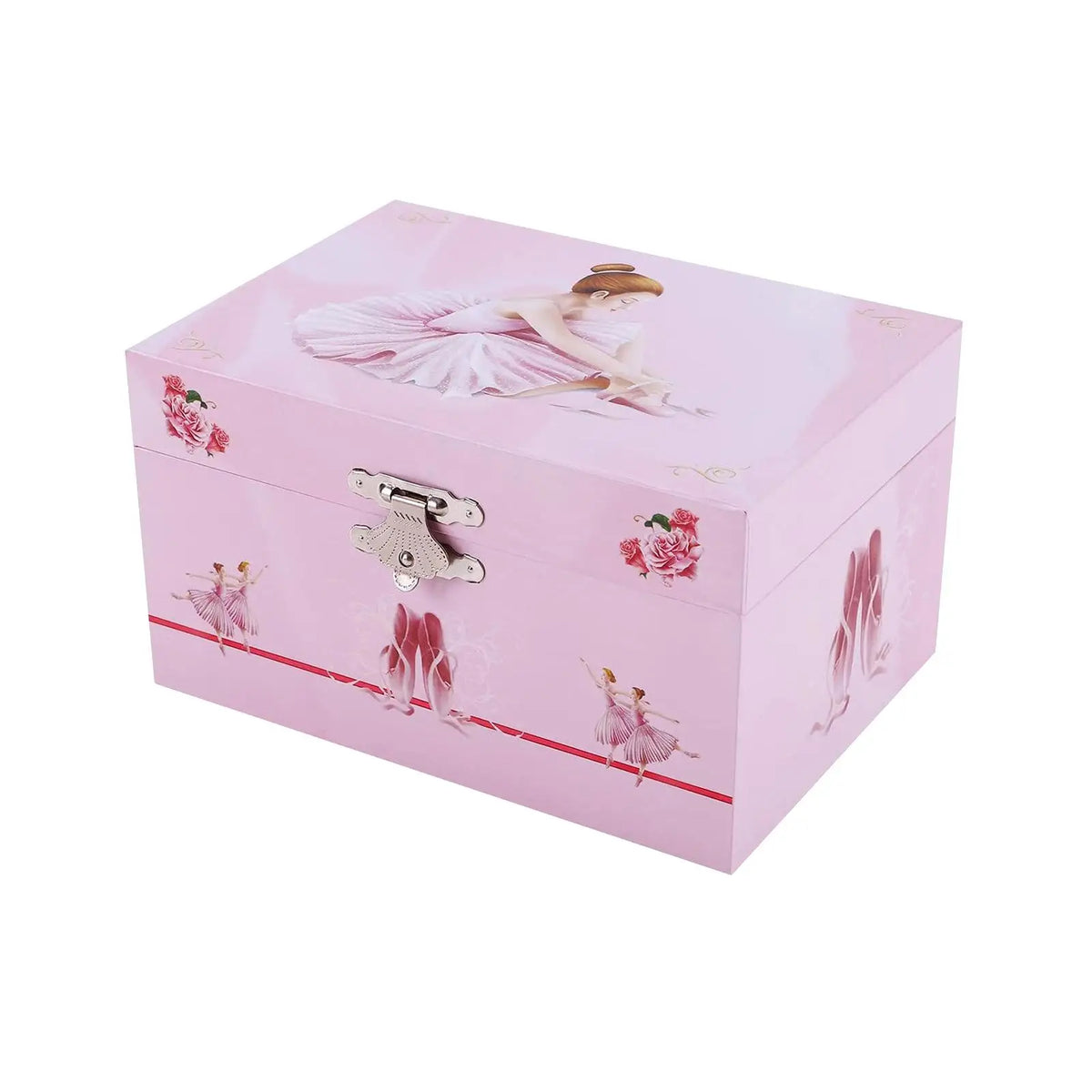 boîte bijoux rose danseuses ballet motif floral classique miroir figurine cadenas organisateur chambre