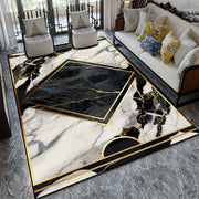 tapis imitation marbre géométrique or doré moderne salon chambre grande taille confortABLE