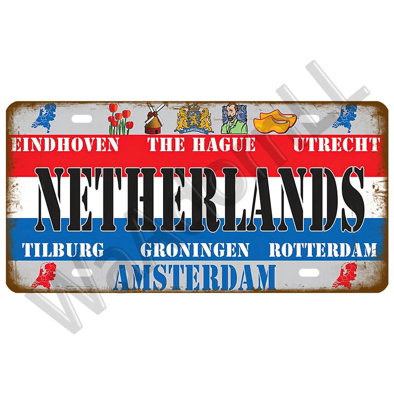 plaque voiture vintage drapeaux tour eiffel retro textes illustrations murales française bleu rouge blanc