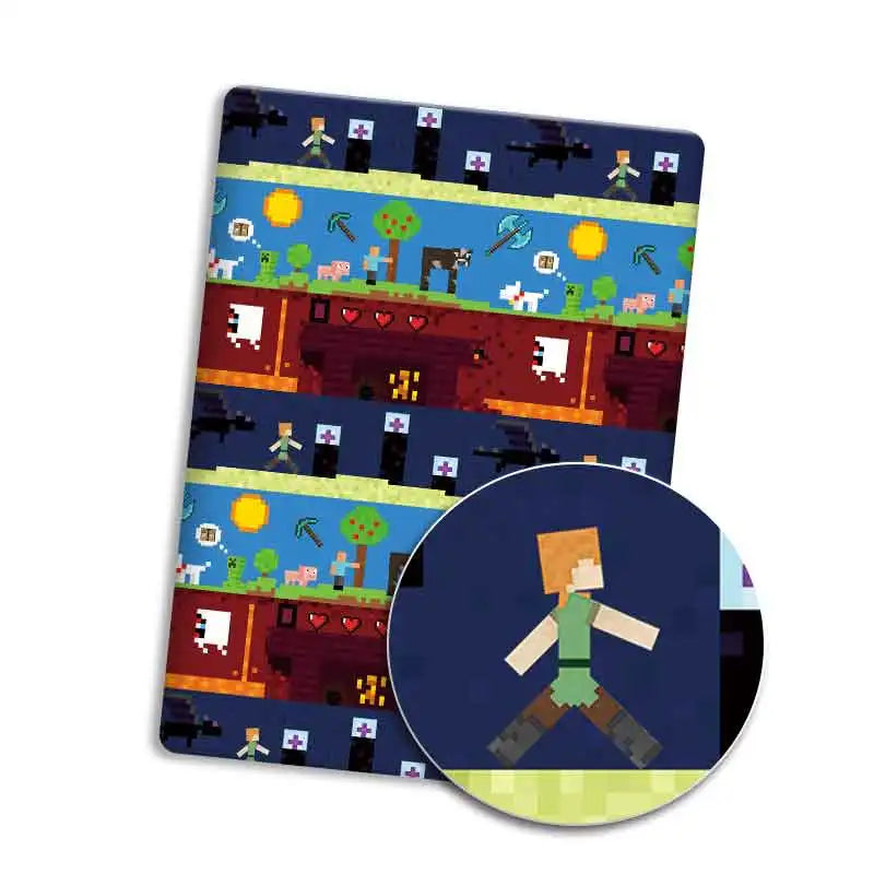 tapis minecraft personnages animaux objets pixel art noir vert bleu blanc jaune rouge adhésif