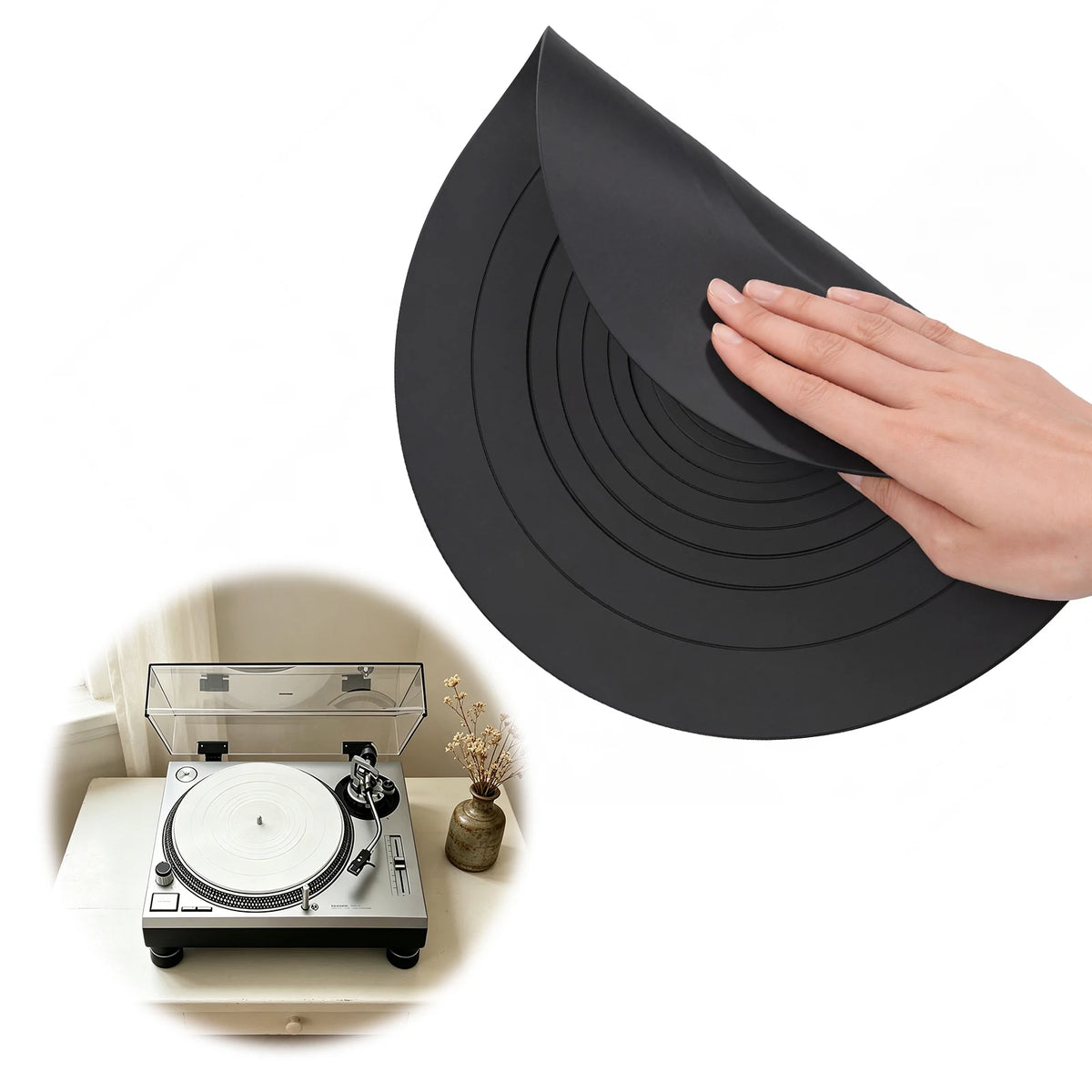 tapis antidérapant silicone antistatique turntable lecteur vinyle plat platine tissu protection table nappe motifs