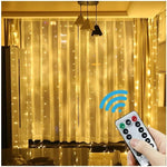 guirlande lumineuse rideau led blanc doré telecommande usb decoration noel maison interieur