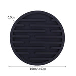 coasters silicone noirs rayures horizontales adhésifs résistants chaleur moderne respectueux l'environnement(viscoses) 10cm 5cm