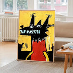 affiche art moderne pop dessin animé abstraite couleur noir jaune rouge self adhesive chambre