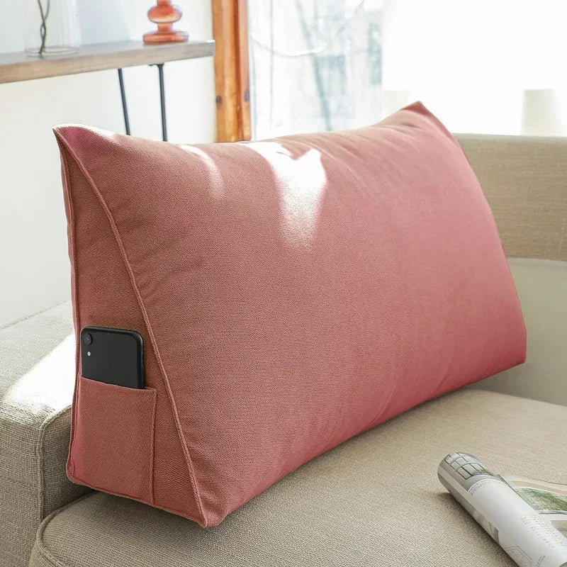 coussin triangle moderne laveable beige gris rose bleu incliné lit siège