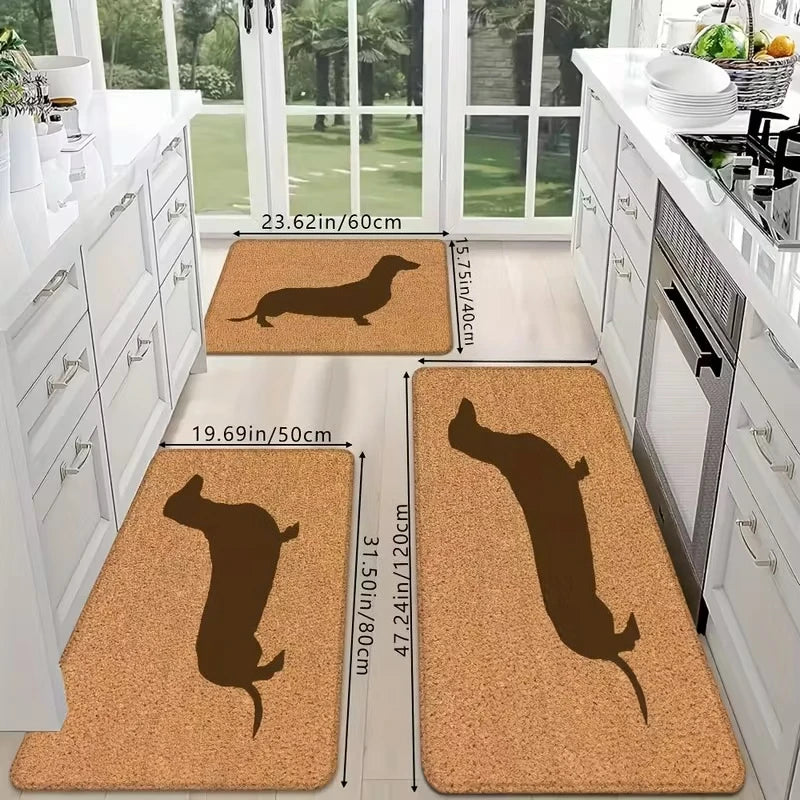tapis sol marron chien silhouette moderne antidérapant polyester 40x60cm 50x80cm