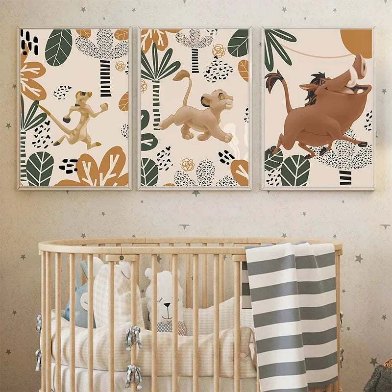 toile d'art moderne léopard singe zèbre jungle bébé chambre décoration mur tableau sans cadre