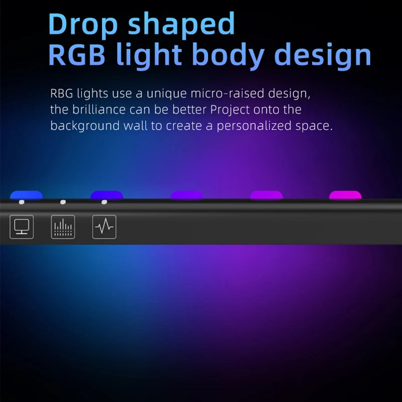 barre lumineuse led rgb écran pc noir bleu violet rose vert moderne clips contrôle