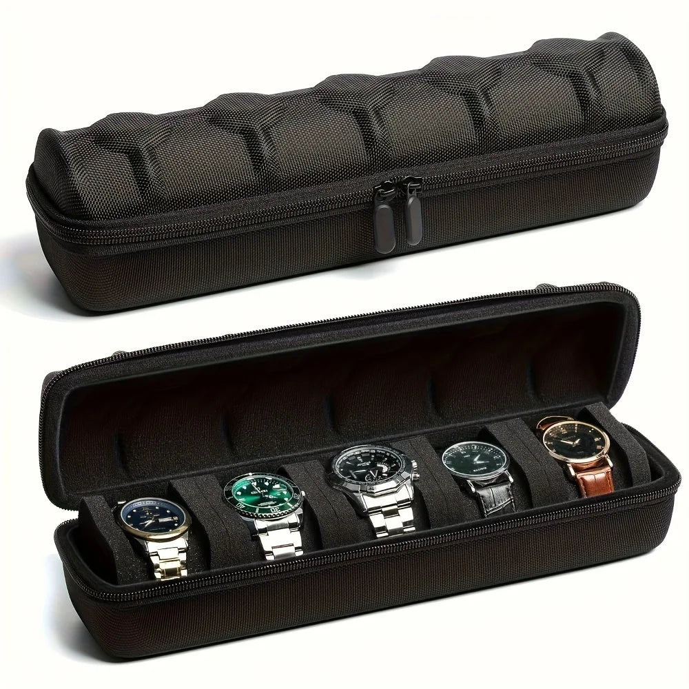 boîtier rangement montres compartiments texturé mousse noire moderne utilitaire multifonction portable robuste