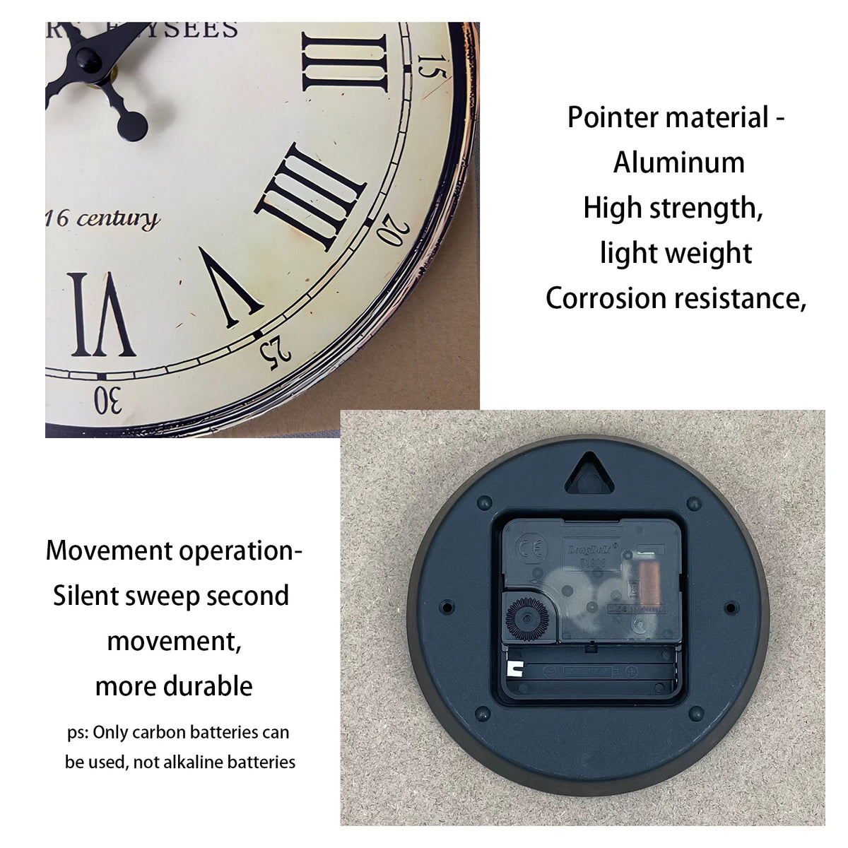 horloge murale classique bois beige números romanos aiguille quartz sans piles vintage salon chambre