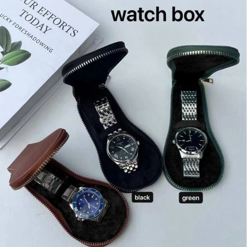 boîte rangement montres cuir velours noir vert marron protection anti rayures anti poussière fermeture