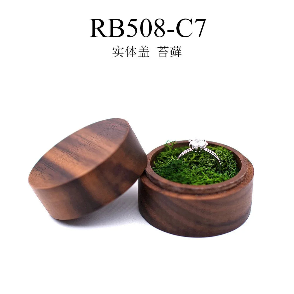 boîte bijoux bois vintage ronde rangement bague boucles d'oreilles présentation cadeau mariageOpaque brillant classique