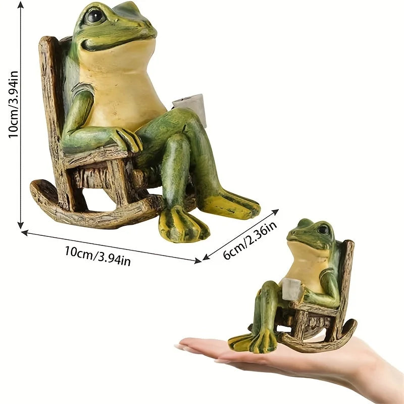 lampe solaire grenouille vert chaise bascule deco exterieure animée nocturneextérieur festive