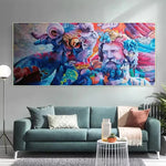 tableau mural moderne multicolore abstrait figures stylisées contemporain pop art sans cadre
