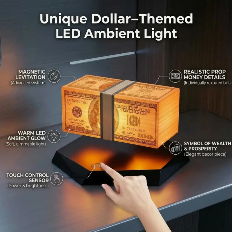 lampe led flottante maglev billets orange contemporaine technologie noël anniversaire mariage