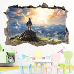 sticker mural 3d dessin animé paysages personnages fantastiques opaques adhésifs chambre bleu vert gris