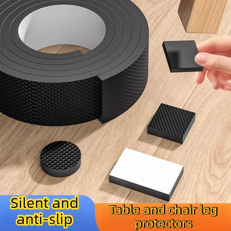 protège pieds adhésifs silicone texturé noir moderne mobilier tables chaises canapés protection sol maison