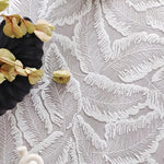 nappe blanche feuilles stylisées classique opaquer table mariage décoration intérieure blanc lavable machine
