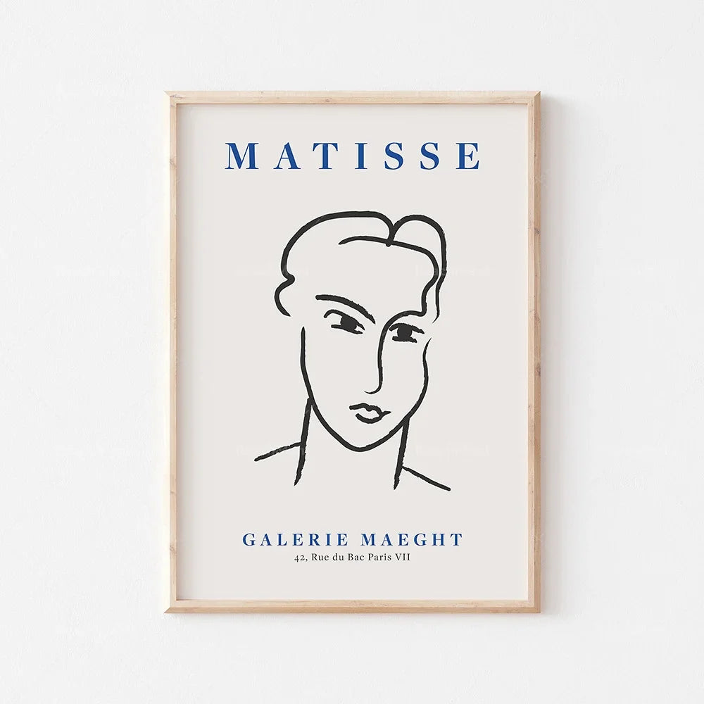 Une affiche promotionnelle simple et épurée mettant en vedette l'artiste Matisse et son exposition à la Galerie Maeght à Paris.
