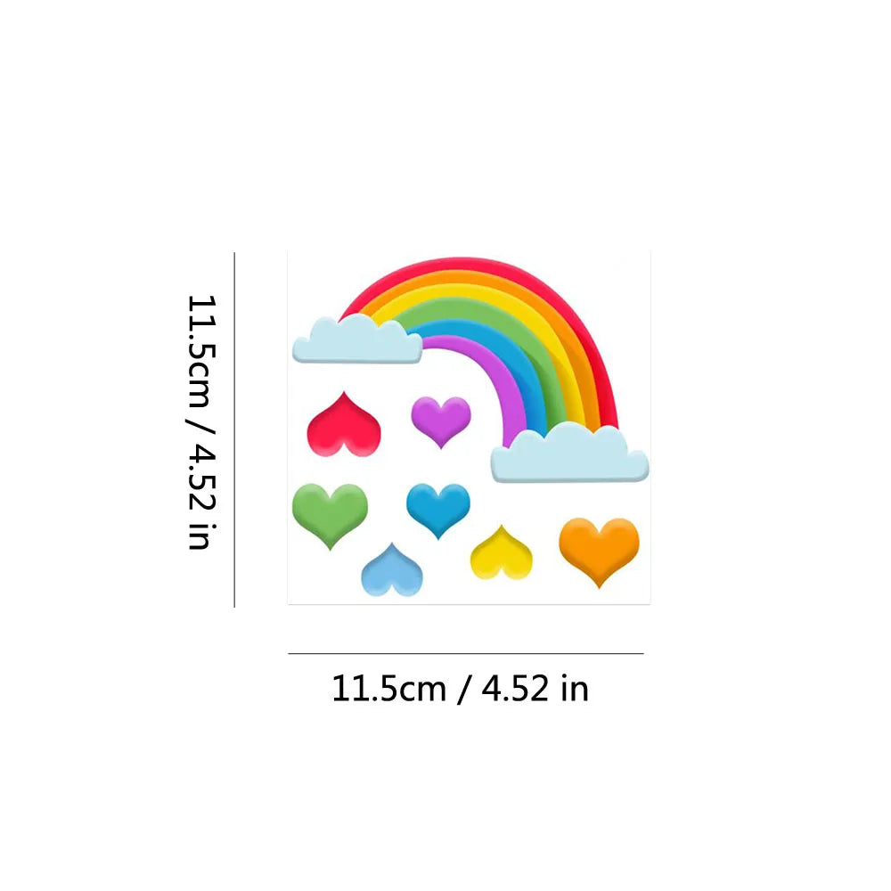 stickers muraux décoratifs enfants nuages lune étoiles arc ciel cœurs phosphorescents opaques animateurs