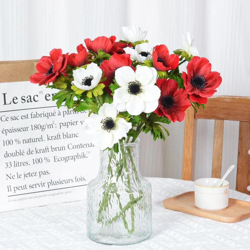 décoration intérieure bouquet fleurs artificielles anémones coquelicots mariage anniversaire baby shower