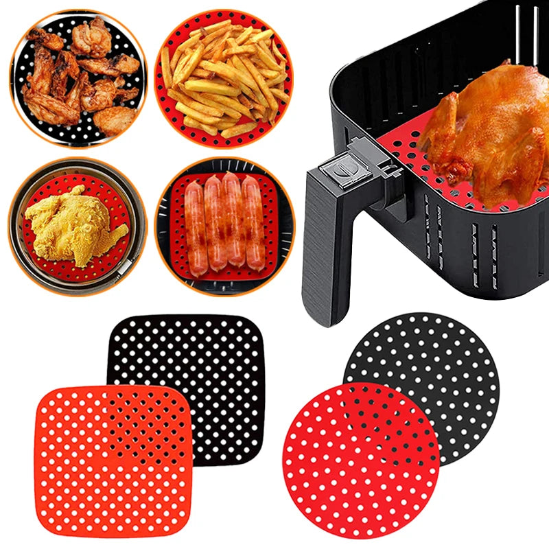 grilles cuisson friteuse air silicone antiadhésif rouge noir moderne cuisine vapeur