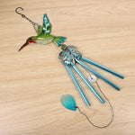 colibris libellules suspendus transparents métal verre peint oiseaux décoratifs cloches chaînes motifs floraux